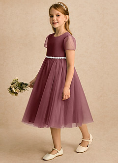 Azazie Kaylor Flower Girl Klänningar Klänning A-linje i Tyll Plisserad image4