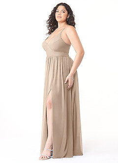 Azazie Aaida Bridesmaid Dresses Taupe A-Line Corset Chiffon Dress image9