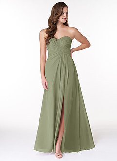 Azazie Arabella Allure Vestidos de damas de honor Vestido de Pistacho de Gasa de Corte en A Convertible con Escote de Corazón image1