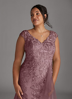 Azazie Melena Mère de la mariée Robes Robe Sirène en Tulle Dentelle Rose Poussiéreuse image12