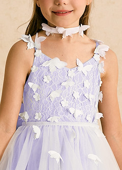 Azazie Darlina vestidos de niña de las flores Vestido de Marfil Lila de Tul de Princesa con Encaje image10