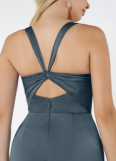 Azazie Mero Bridesmaid Dresses Twilight Sheath Pleated Stretch Satin Dress image2