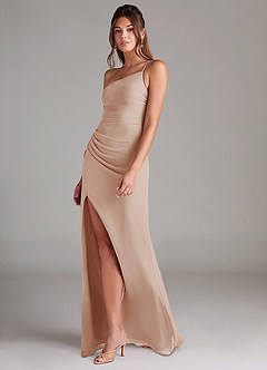 Azazie Eren Bridesmaid Dresses English Rose Sheath One Shoulder Chiffon Dress image5