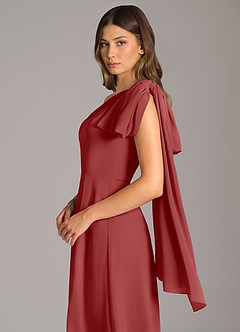 Azazie Tella Jurken voor bruidsmeisjes Jurk van Chiffon met A-Lijn One-Shoulder Roest image8