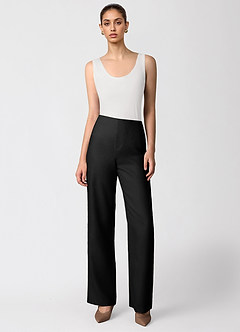 front 100% European Linen Wide-Leg Pants