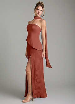 Azazie Tierney Bridesmaid Dresses Auburn A-Line Strapless Chiffon Convertible Dress image8