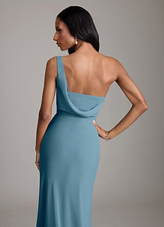 Azazie Madelyn Bridesmaid Dresses Bermuda Mermaid One Shoulder Chiffon Convertible Dress image8