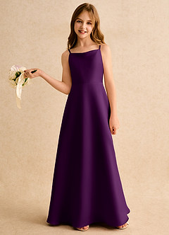 Azazie Joella Girls Formal Flower Girl Klänningar Klä A-Line i Matt satäng Plisserad image2