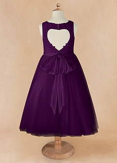 Azazie Calla Flower Girl Dresses Grape Ball-Gown Lace Tulle Dress image8