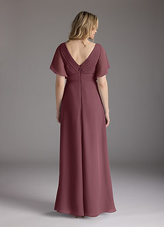 Azazie Alessa Moeder van de bruid jurken A-Lijn Jurk van Chiffon V-hals geplooid Sangria image6