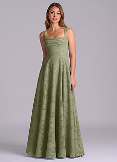 Azazie Shaude Bridesmaid Dresses Pistachio A-Line Pleated Floral Burnout Dress image6