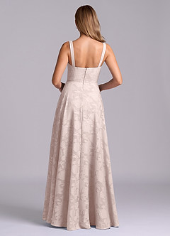 Azazie Shaude 신부 들러리 드레스 A라인 주름진 플로럴 번아웃 바닥 길이 드레스 image2