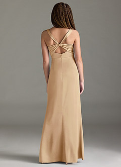 Azazie Mero Junior Champagne Mermaid Pleated Stretch Satin Dress image5