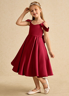 Azazie Favia Flower Girl Dresses Scarlet A-Line Off the Shoulder Matte Satin Dress image6