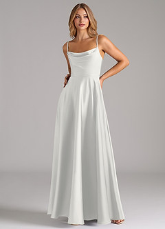 Azazie Elle Bridesmaid Dresses White A-Line Pleated Stretch Satin Dress image5
