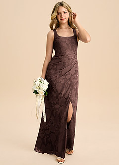 Azazie Mero Junior Abito Tubino in Burnout Floreale Plissettato Ganache image6