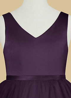 Azazie Marybell Jurken voor bloemenmeisjes A-Lijn Jurk van Tule Boog Pruim image8