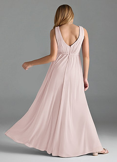 Azazie Tanicia Junior Vestido de Dusty Rose de Malla de Corte en A image4