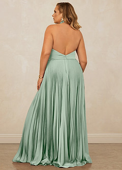 Christian Siriano Bridal for Azazie 1007 Bridesmaid Dresses Agave A-Line Pleated Stretch Satin Dress image11