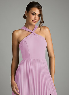 Azazie Afra Abiti da Damigella Abito A-Line in Chiffon Plissettato Rosa Confetto image5