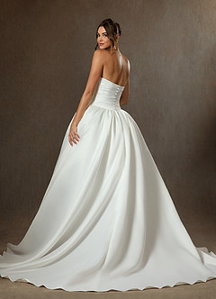 Azazie Lucinda Wedding Dresses Diamond White Ball-Gown Strapless Matte Satin Dress image2