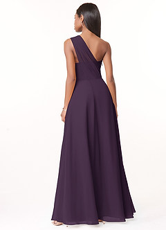 Azazie Ashley Bridesmaid Dresses Plum A-Line Ruched Chiffon Dress image2