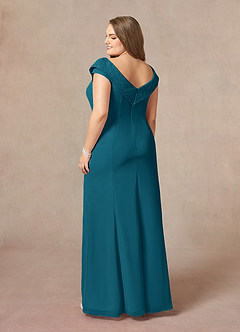 Azazie Cupid Abiti per la Madre della Sposa Abito A-Line in Chiffon in Pizzo con Scollo a Barca Blu Inchiostro image9