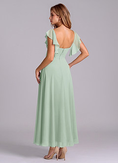 Azazie Leilani Bridesmaid Dresses Agave A-Line Ruched Chiffon Dress image5