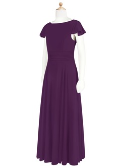 Azazie Payton Junior Grape A-Line Bow Chiffon Dress image8