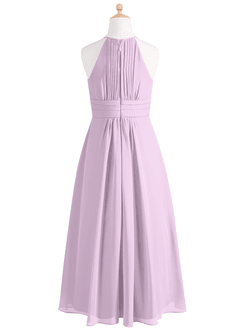 Azazie Bonnie Junior A-Linie Plissee Chiffon Kleid Frostiges Flieder image6
