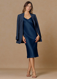 front Rowan Dark Navy Refined Weave Performance 2-Piece Suit