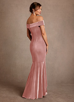 Azazie Billings vestidos de madre de la novia Vestido de Rosa Polvorienta de terciopelo de Corte Sirena con Vestidos sin tirantes image3