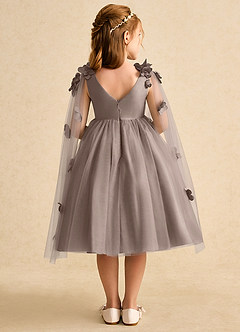 Azazie Staria Blumenmädchenkleider Ballkleid Gestreift Tüll Kleid Taupe image2