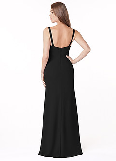 Azazie Salma Brautjungfernkleider Etui Seitliche Cut-Outs Chiffon Kleid Schwarz image2