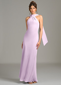 Azazie Cassiana Bridesmaid Dresses Frosted Lilac Mermaid Pleated Chiffon Dress image4