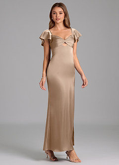 Azazie Demia 신부 들러리 드레스 쉬스 스윗하트 네크라인 스트레치 새틴 발목 길이 드레스 image4