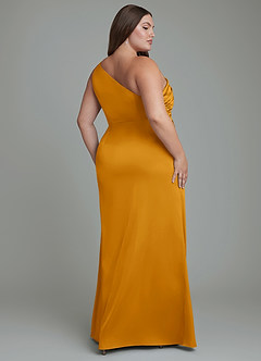 Azazie Akilah Brudtärnklänningar Klänning av Sjöjungfru i Stretch Satin One-shoulder Knäck image9