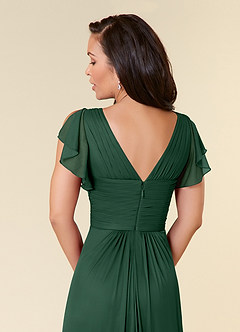 Azazie Reneya Mother of the Bride Dresses Dark Green A-Line Pleated Mesh Dress image6