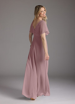 Azazie Alessa vestidos de madre de la novia Vestido de Rosa Polvorienta de Gasa de Corte En A con Cuello en V plisado image5