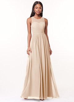 Azazie Nina Bridesmaid Dresses White Alabaster A-Line Pleated Chiffon Dress image1