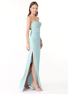 Azazie Mai Bridesmaid Dresses Mist Sheath Pleated Chiffon Dress image3