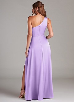 Azazie Brooke Bridesmaid Dresses Lilac A-Line One Shoulder Stretch Satin Dress image13