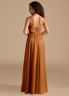 Azazie Alia Brautjungfernkleider A-Linie Plissee Metallischer Satin Kleid Kupfer image4