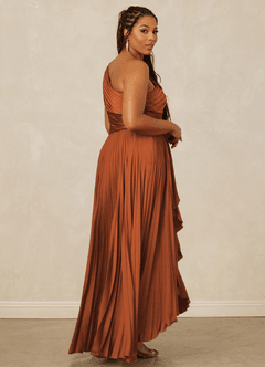 Christian Siriano Bridal for Azazie 1008 Bridesmaid Dresses Cinnamon A-Line One Shoulder Stretch Satin Dress image13