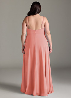 Azazie Akita Bridesmaid Dresses Coral A-Line Chiffon Dress image6