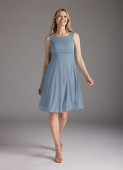Azazie Sunny Mother of the Bride Dresses Dusty Blue A-Line Pleated Mesh Dress image5
