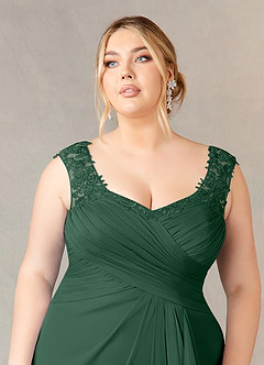 Azazie Edelin Mother of the Bride Dresses Dark Green A-Line Sweetheart Neckline Pleated Mesh Dress image12