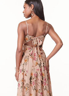Azazie Zeya Bridesmaid Dresses Rose Petal Floral A-Line V-Neck Pleated Chiffon Dress image2