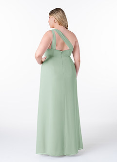 Azazie Maive Brautjungfernkleider Etui Gefaltet Rüsche Chiffon Kleid Agave image8