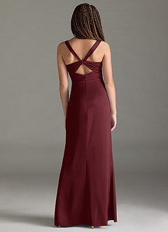 Azazie Mero Junior Cabernet Mermaid Pleated Stretch Satin Dress image5
